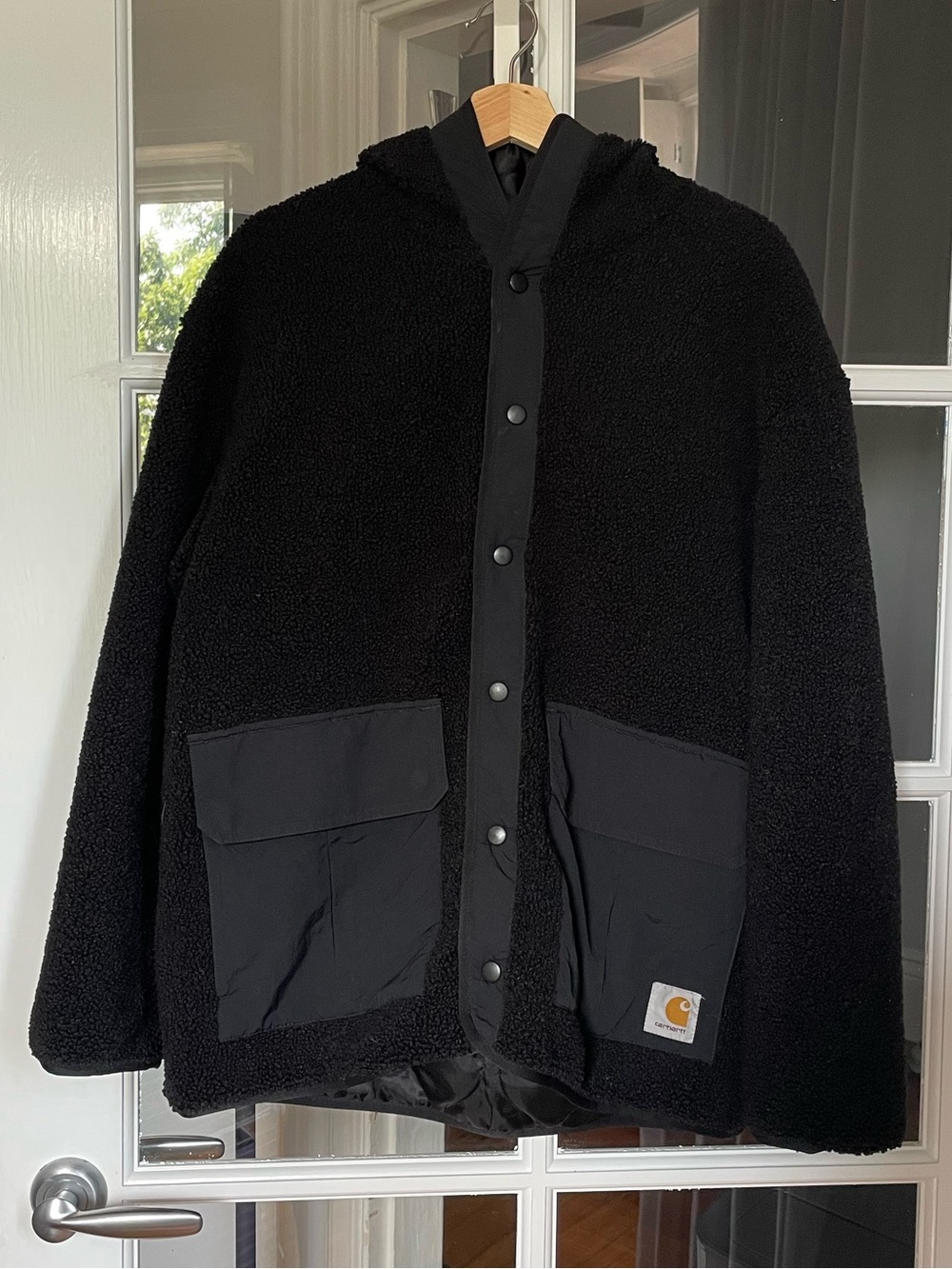 carhartt wip hooded fleece texture jacket